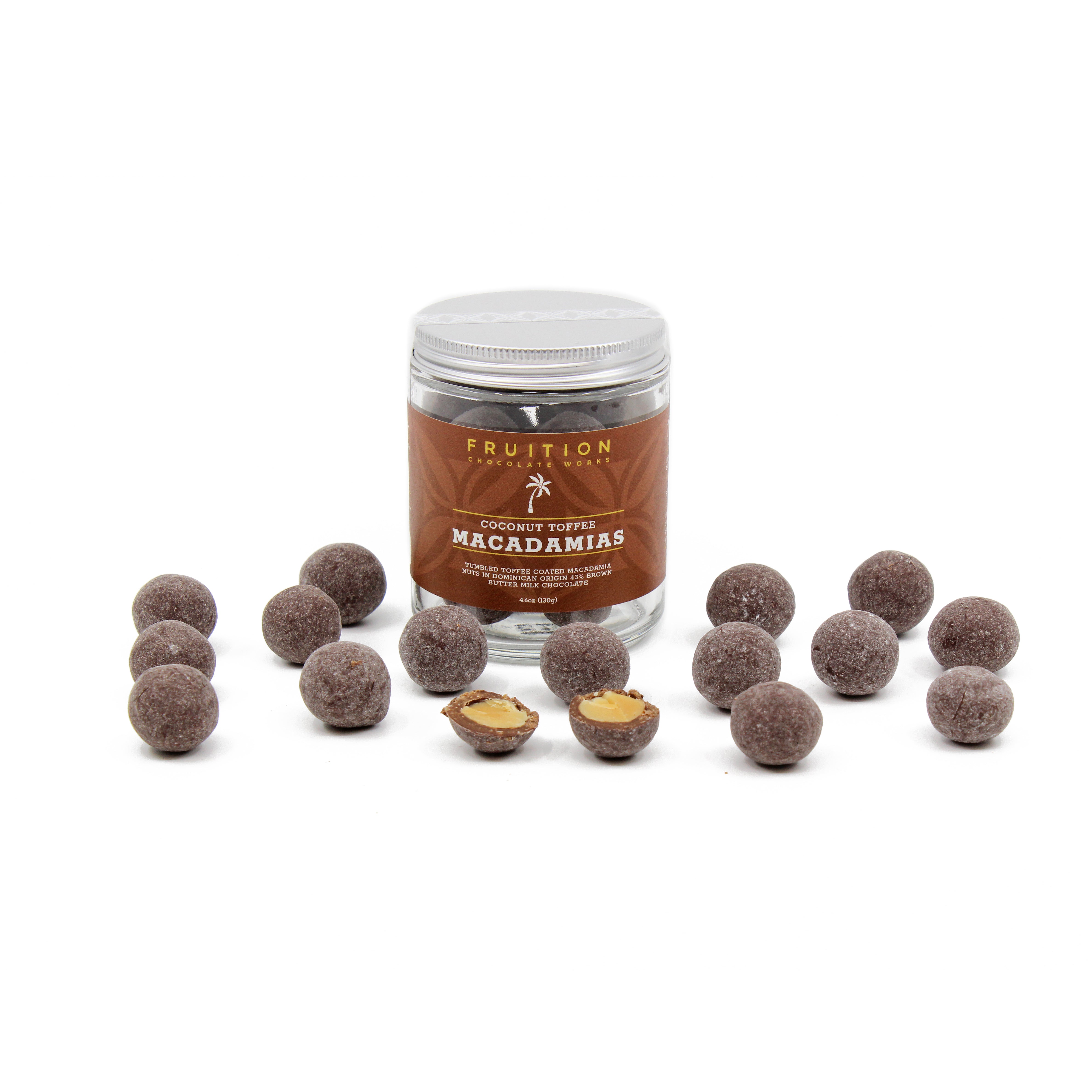 Toffee Covered Macadamia Nuts | Coconut - Fruition Chocolate